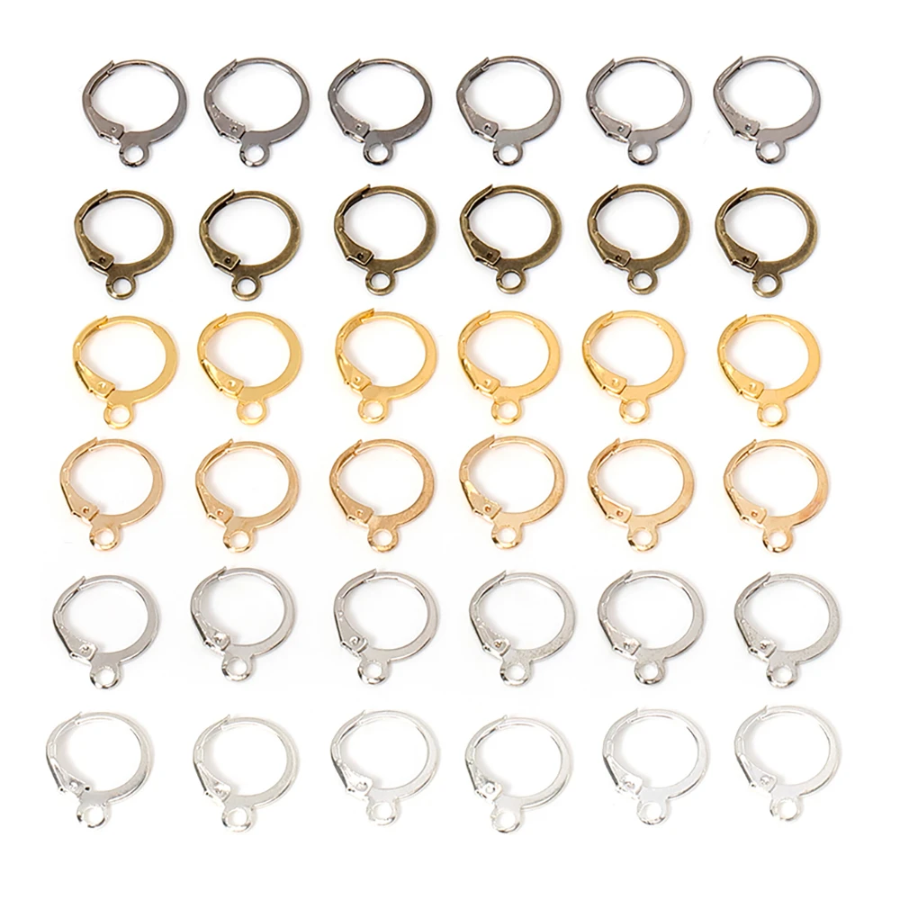 50pcs/lot 13x15mm Gold Silver Color French Earring Hook Earwire Earrings Clasp Base Fitting for DIY Jewelry Making Accessories