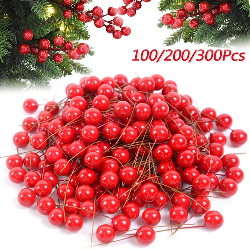50pcs Colorful Pearl Stamens Artificial Flower small berries cherry For DIY Wedding Christmas Cake Box Pearl Wreaths Decoration