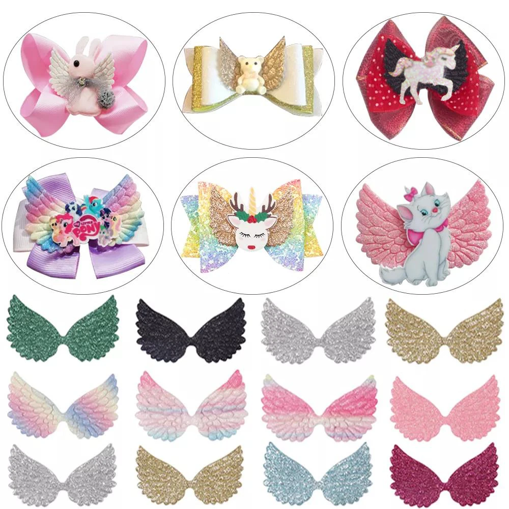 20 Pcs Sequin Glitter Wing Patches for clothes Iron-on transfers for clothing Sewing Appliques DIY Hair Clips Headwear Accessory