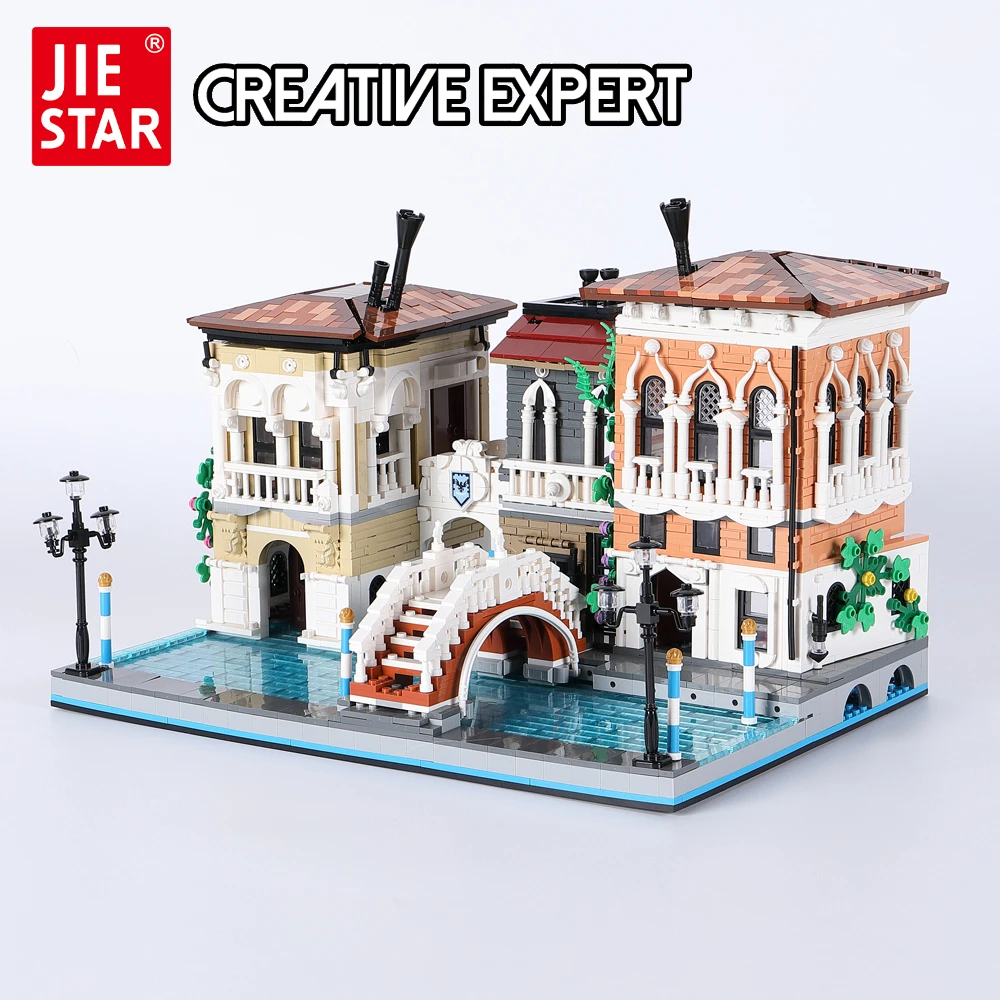 JIESTAR Creative Expert Ideas Street View The Little Venice 89122 Moc Bricks Modular House Building Blocks Model Garden Center