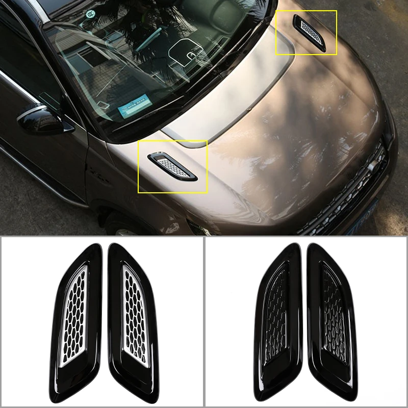 2pcs Car Exterior Hood Air Vent Outlet Wing Trim For Land Rover Discovery Sport LR4 For Range Rover Evoque Vogue Car Accessories