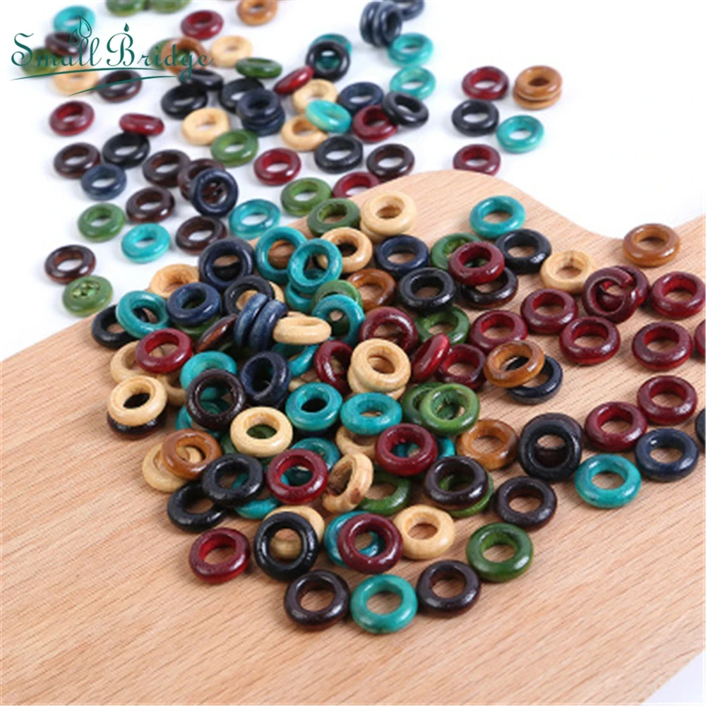 96Pcs Round Large Hole Wooden Beads For DIY Jewelry Hand Making Accessories Dreadlocks Decoration Loose Spacer Wood Ring Bead
