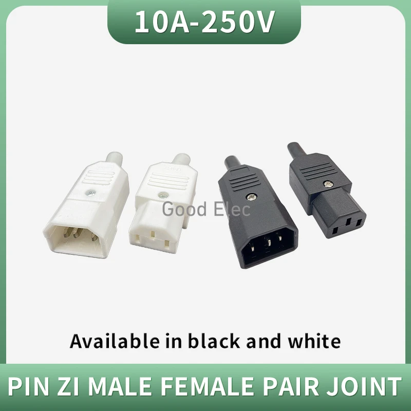 New Wholesale Price 10A 250V Black IEC C13 Male Plug Rewirable Power Connector 3 pin ac Socket