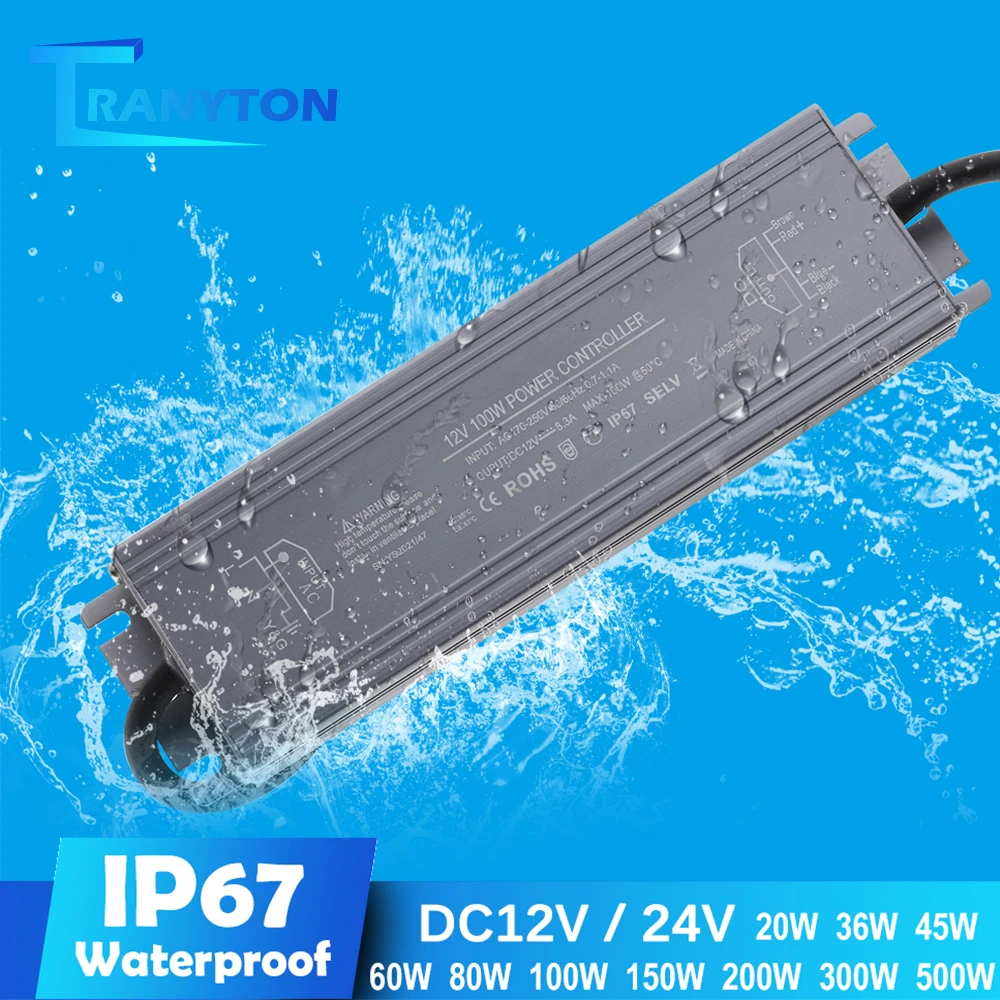 LED Driver DC12V 24V IP67 Waterproof Lighting Transformers for Outdoor Light 12V Power Supply 10W 20W 30W 45W 60W 100W 200W 300W