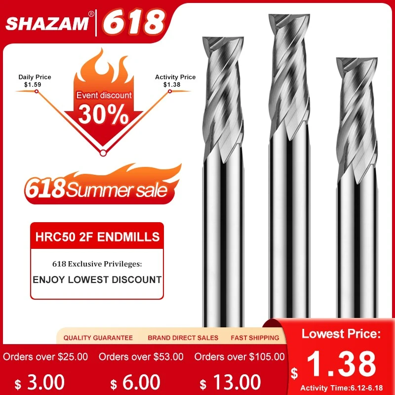 Milling Cutter Alloy Coating Tungsten Steel Tool By Aluminum Cnc Maching 2 Blade Endmills SHAZAM Woodworking For Wood Cutters