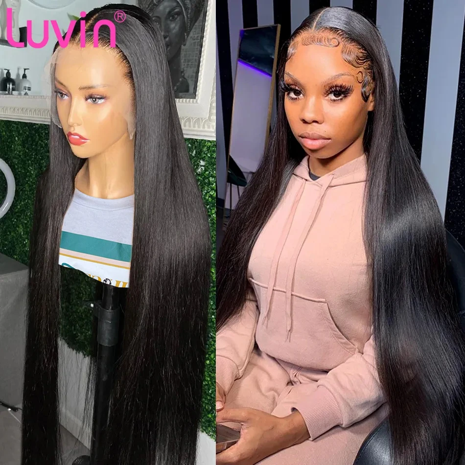 Luvin HD 13x6 Transparent 30 32 40 Inch Bone Straight Lace Front Human Hair Wigs For Black Women Brazilian Closure Frontal Wig