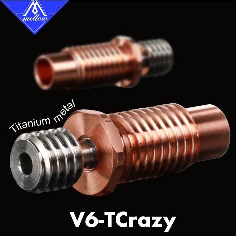 2021 Mellow All-Metal NF V6-TCrazy Heat Break Titanium & Copper 3D Printer Nozzle Throat For 1.75mm E3D V6 HOTEND Heater Block