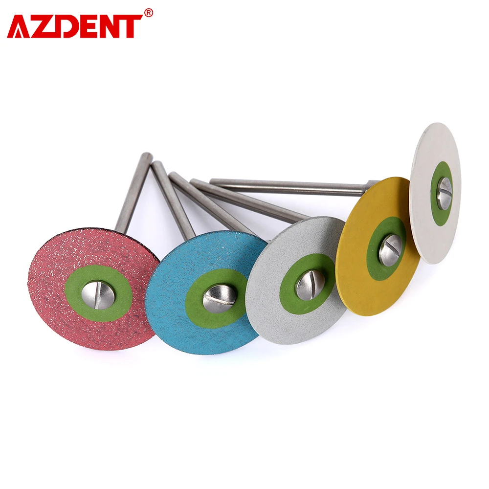 AZDENT Dental (HP) 26mm Rubber Diamond Polish Wheels for Zirconia Porcelain PFM Emaxs Dental Lab Polisher Wheel Disc