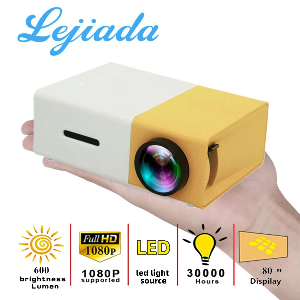 LEJIADA HOT YG300 Pro LED Mini Projector 1080P Full HD Supported HDMI USB AV TF PS4 Portable Home Media Player