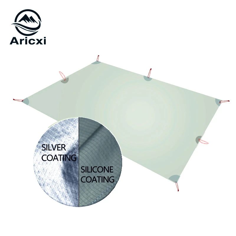 Aricxi Ultralight Tarp Lightweight MINI Sun Shelter Camping Mat Tent Footprint 15D Nylon Silicone silver coated enda Para Carro
