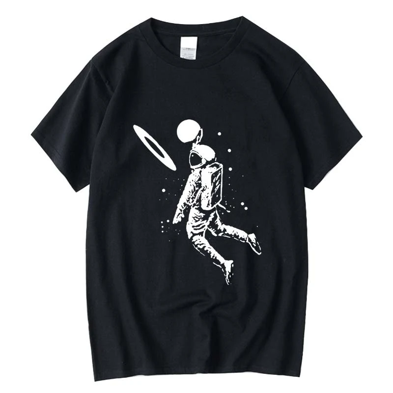 Men t shirt 100% cotton short slleve Funny moon astronaut print men T shirt casual loose men tshirt o-neck male t-shirt tee