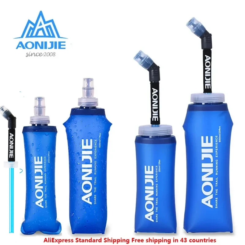 AONIJIE E885 New Foldable Silicone Water Bottle Outdoors Traveling Sport Running Cycling Kettle Healthy Soft Material 250- 600ML