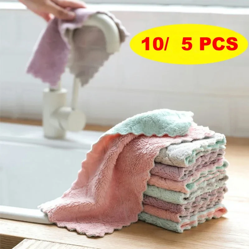10pcs Super Absorbent Microfiber Kitchen Dish Cloth High-efficiency Tableware Household Cleaning Towel Kitchen Tools Gadgets