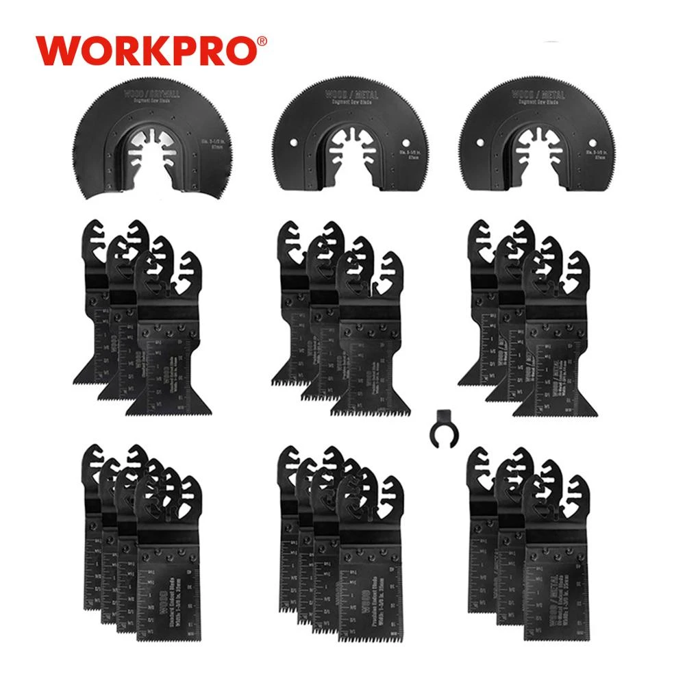 WORKPRO 22PC  Saw Blades Multi Oscillating Tool Accessories for Metal/wood Quick Release Saw Blades Set CRV Blades