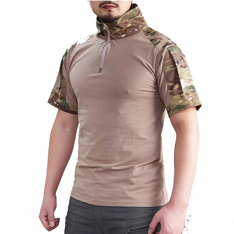 Outdoor Sport Men Tactical T-Shirts Military Hiking Tee Shirt Army Loose Cotton Quick Dry Short Sleeve Solid Breathable Camo