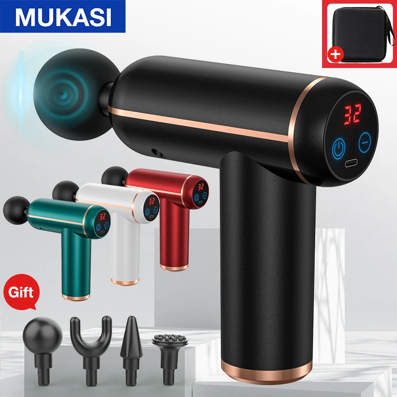 MUKASI LCD Display Muscle Massage Gun Portable Neck Muscle Massager Pain Therapy for Body Massage Relaxation Gout Pain Relief