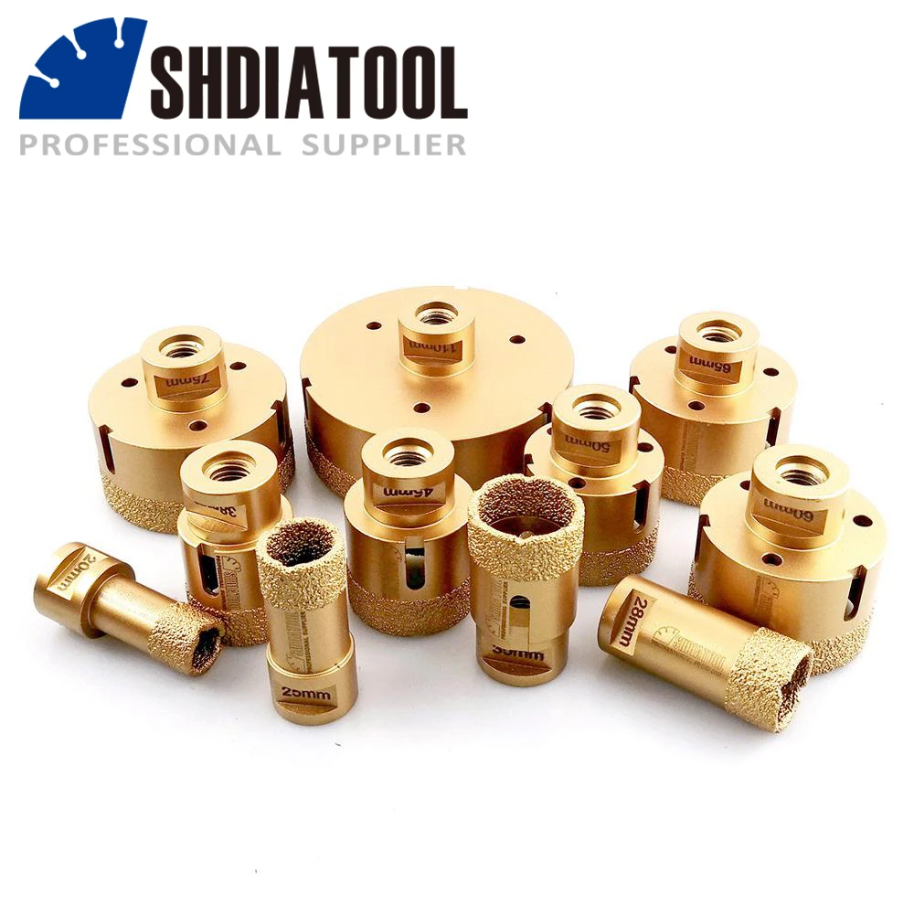 SHDIATOOL 1pc M14 thread Vacuum Brazed Dry Diamond Drilling Core Bits  Ceramic Tile Hole Saw marble porcelain stone drill bit