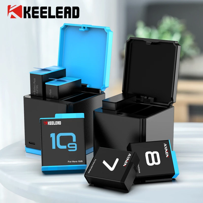 Original KEELEAD Battery For GoPro Action Sports Camera 1750mAh 3-Ways Fast Charger For Go Pro Hero 9 8 7 6 10 Black Accessories