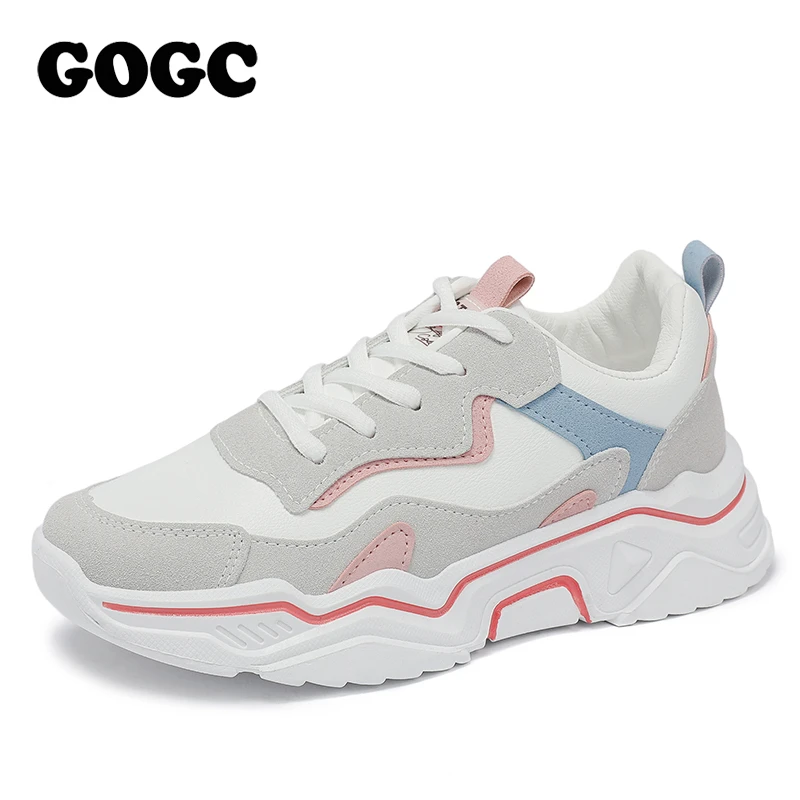 GOGC White Shoes Woman Sneakers Flat Shoes Spring Summer Leather White Sneakers Women 2021 Casual shoes Vulcanized Shoes G784