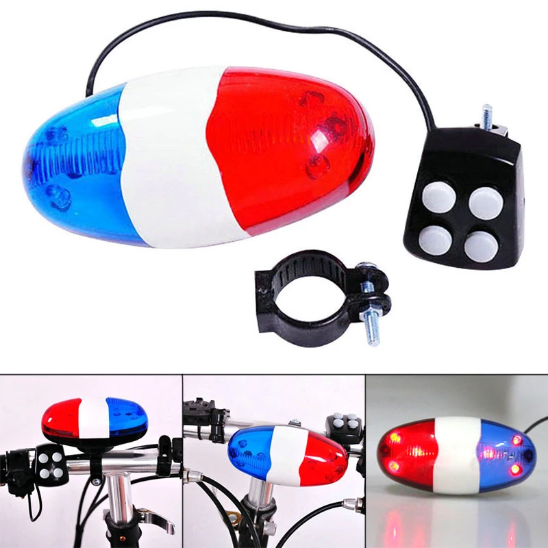 Bicycle 6 Flashing LED 4 Sounds Police Siren Trumpet Horn Bell Bike Rear Taillight Waterproof MTB Road Bike Tail Light