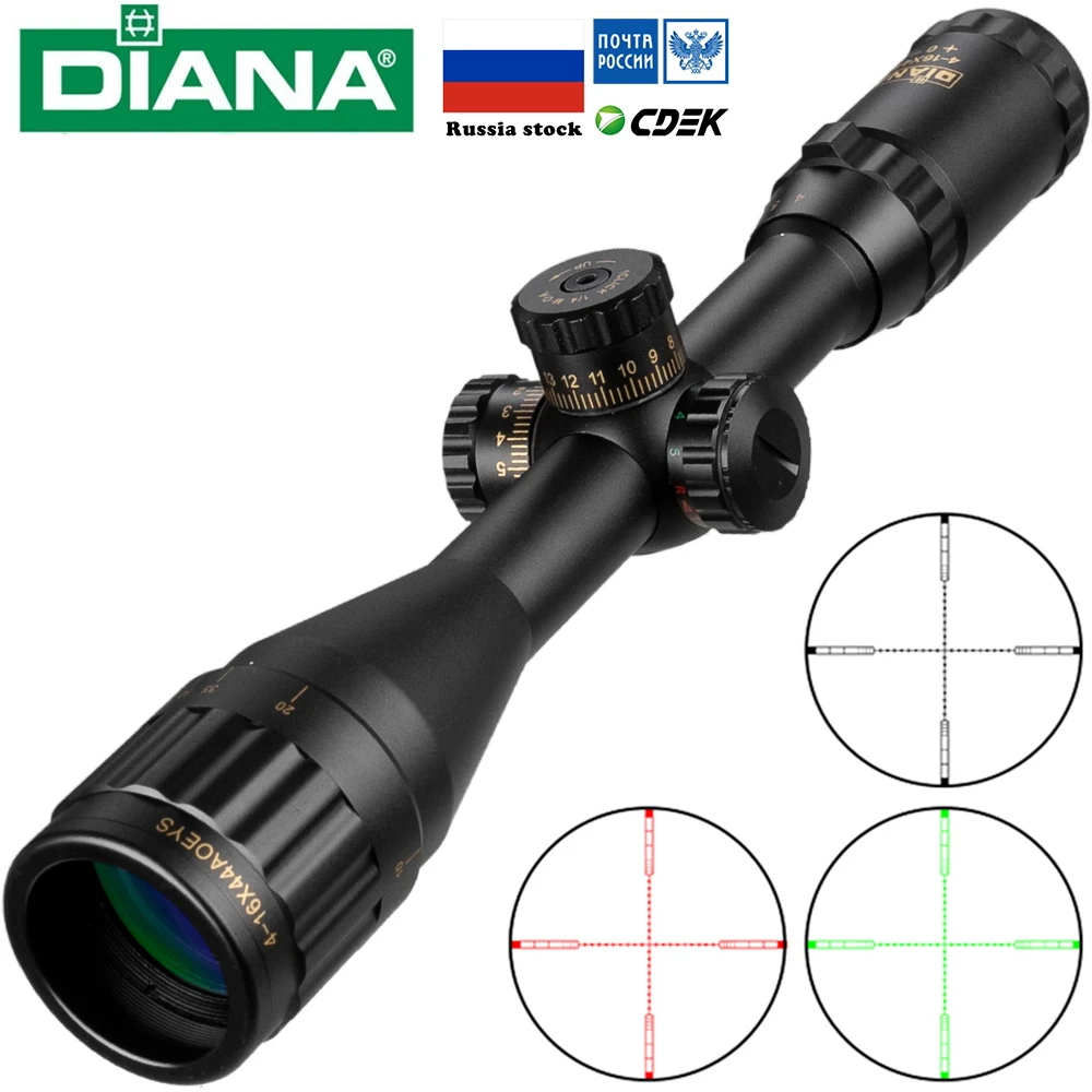 DIANA 4-16x44 Tactical Riflescope Optic Sight Green Red Illuminated Hunting Scopes Rifle Scope Sniper Airsoft Air Gun S