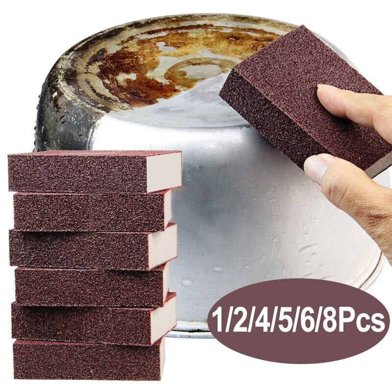 1/2/4/6/8/10Pcs Magic Sponge Eraser Carborundum Removing Rust Cleaning Brush Descaling Clean Rub for Cooktop Pot Kitchen Sponge