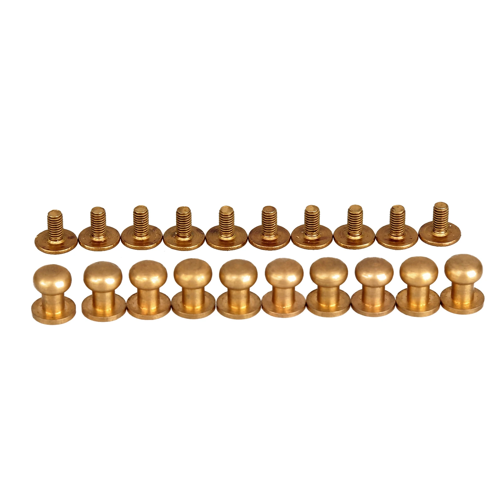 10Pcs Pure Brass Screw Button Round Head Rivet Stud Bag Snap Clasps Buckle Fastener Sewing Garment Leather Craft 5/6/7/8/9/10mm