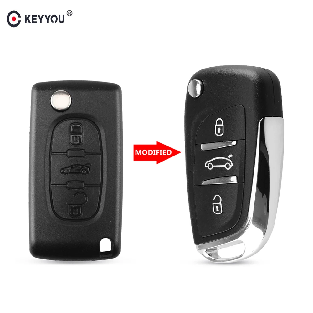 KEYYOU 2/3 Button Modified Remote Car Key Shell Case For Peugeot 307 408 308 4007 3008 For Citroen C2 C3 C4 C5 C6 Picasso CE0536