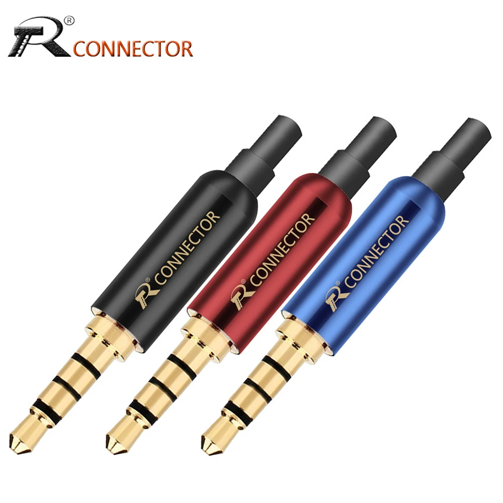 High quality 3.5mm Plug Audio Jack 4Pole Gold-plated Earphone Adapter For DIY Stereo Headset Earphone/Repair Earphone