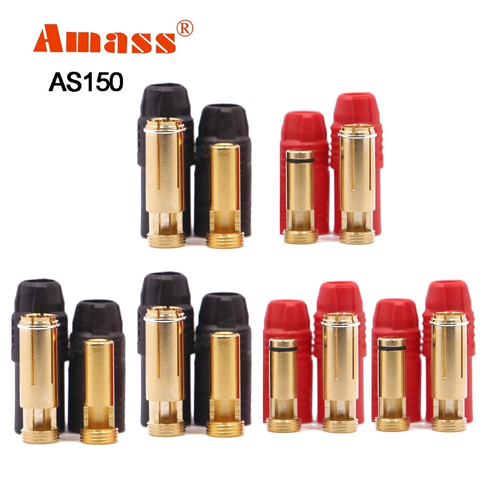 Youme 6pairs Amass AS150 Male Female Anti Spark Connector Gold Plated Banana Plug Set for Battery ESC Charge Lead for RC Drone