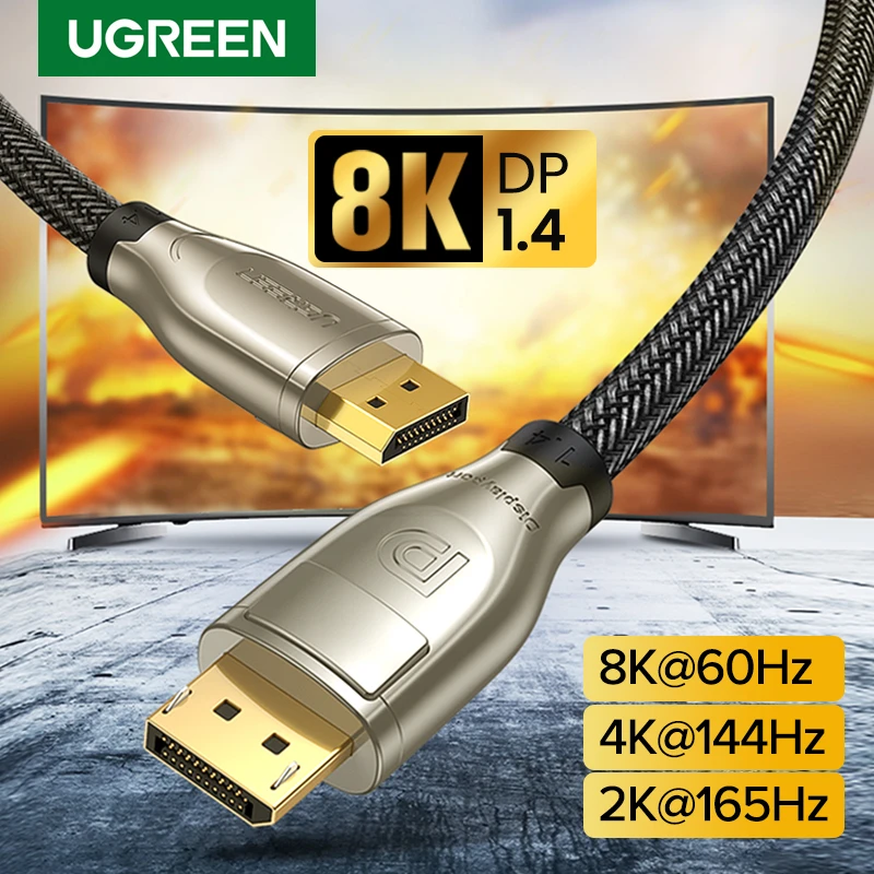 Ugreen Displayport for Xiaomi Mi Box 8K/60Hz DisplayPort 1.4 Cable Hig-speed 32.4Gbps for PUBG Gaming HD PC Displayport Cable