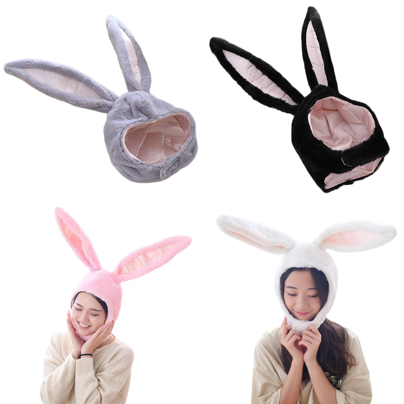 Women Men Funny Plush Ears Hood Hat Cute Rabbit Eastern Cosplay Costume Accessory Headwear Halloween Party Props