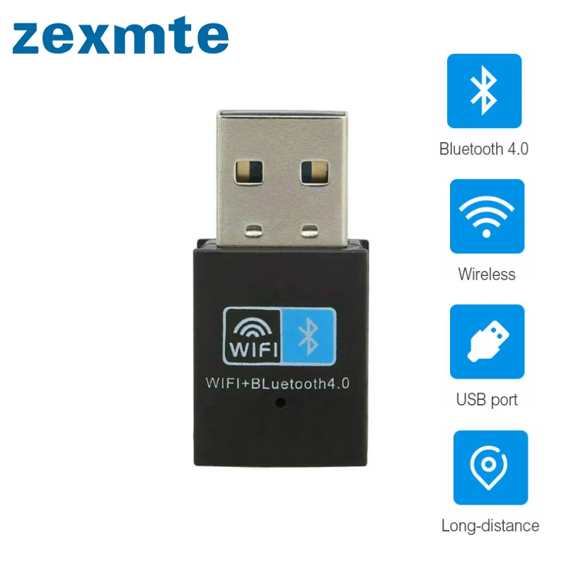 ZEXMTE USB Wifi Bluetooth 4.0 Adapter Dongle, 150M Wireless WiFi Network LAN Card + Bluetooth V4.0 Adapter for Desktop Laptop PC