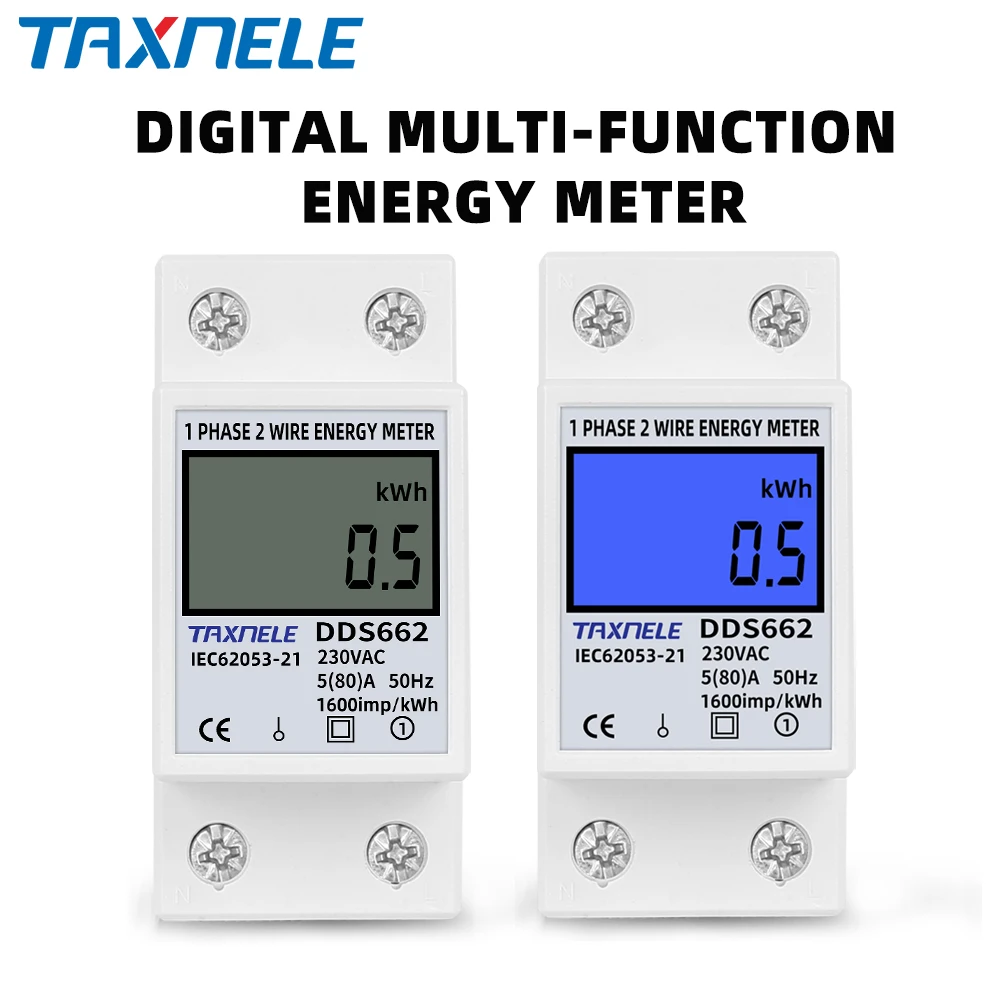Single Phase Two Wire LCD Digital Display Wattmeter Power Consumption Energy Electric Meter kWh AC 230V 50Hz Electric Din Rail