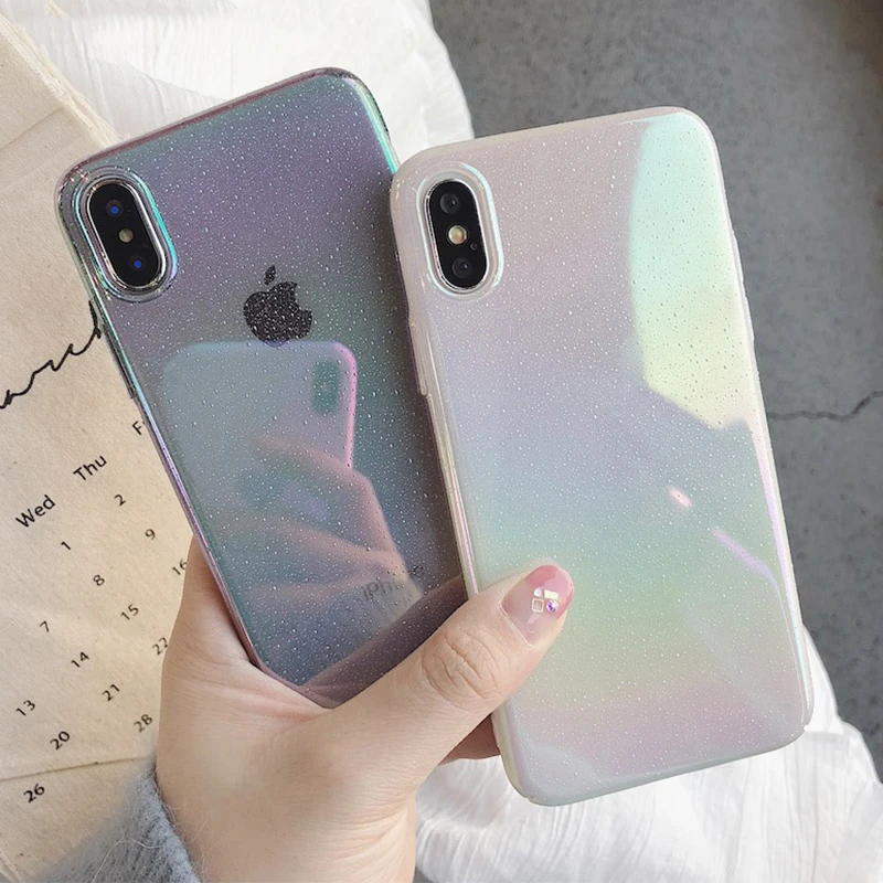 Rainbow Gradient Laser Phone Case for IPhone 12 11 13 Pro Max XR XS Max  7 8 Plus Luxury Water Drop Hard PC Cover for IPhone 11