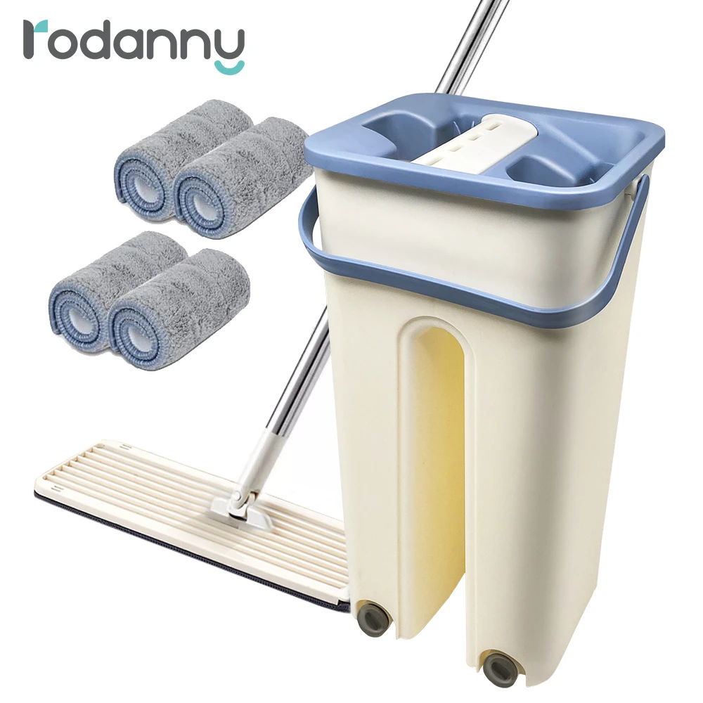 Rodanny Magic Mop For Cleaning Free Hand Mop Microfiber Mop Pad With Floor Bucket Flat Mop Drop Shipping Home Kitchen Tool