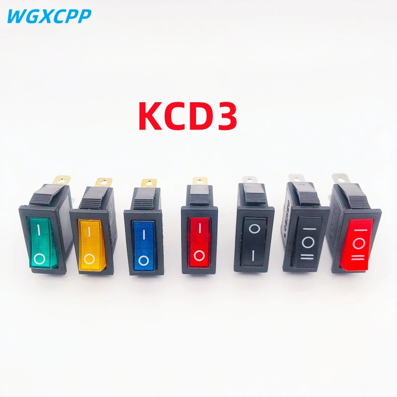 KCD3 Rocker Switch ON-OFF 2 Position 3 Pin Electrical equipment  With Light Power Switch 16A 250VAC/ 20A 125VAC Home / industry