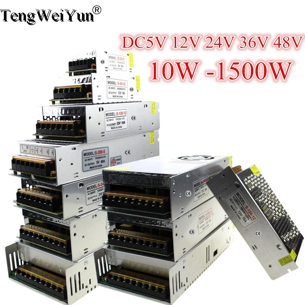 Hot Sale AC85-265V 110V 220V to DC5V 12V 24V 36V 48V 1A 2A 3A 5A 10A 15A 20A 30A 40A 80A CCTV / LED Strip Power Supply Adapter