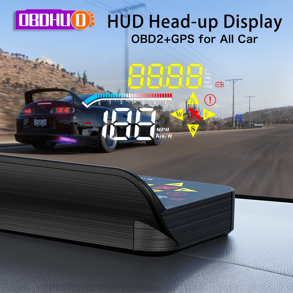 M17 hud obd head up display OBD2 GPS Dual System Windshield Speed Projector Security Alarm Water temp Overspeed RPM Voltage