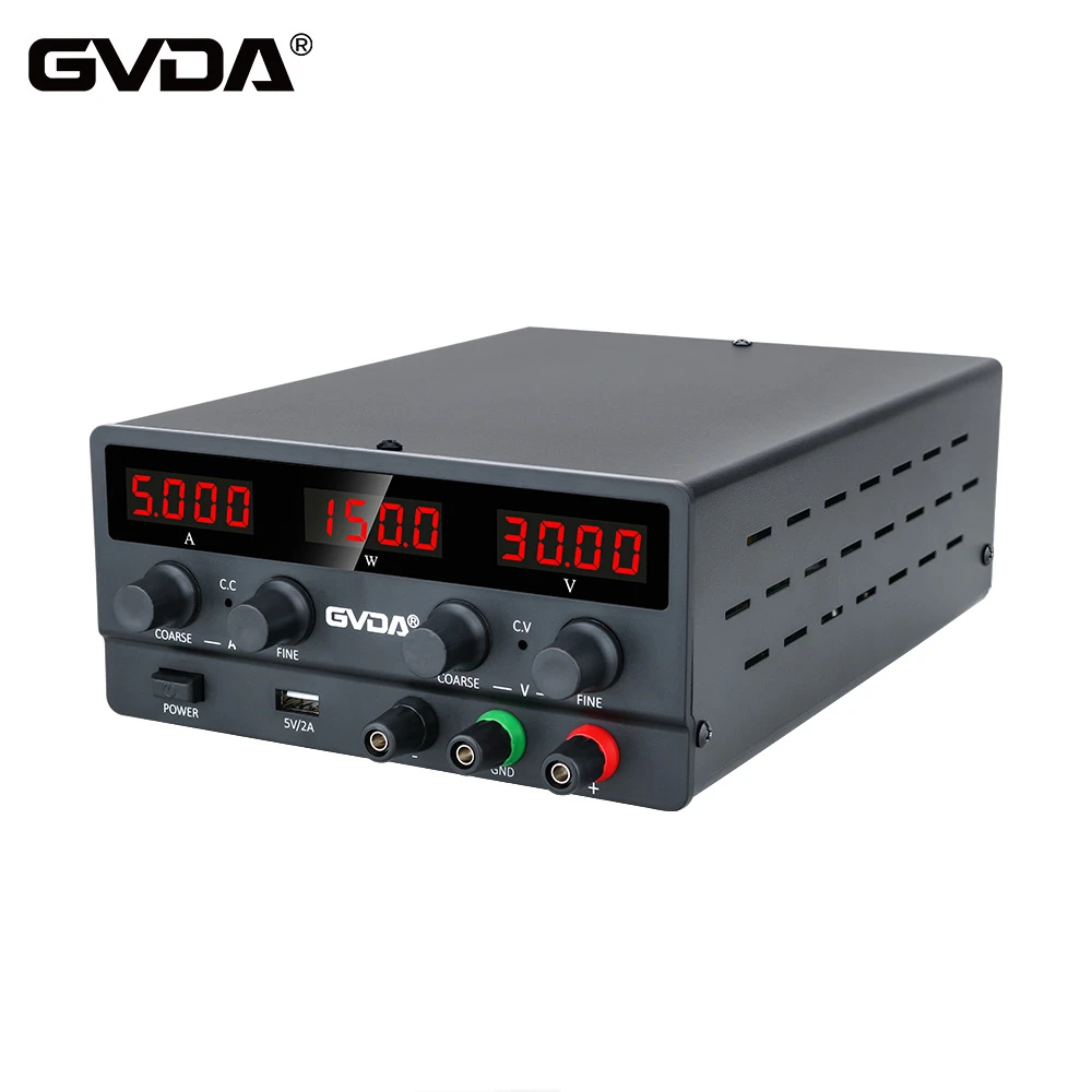 GVDA USB DC Regulated Laboratory Power Supply Adjustable 30V 10A Voltage Regulator 60V 5A Stabilizer Switch Bench Power Source