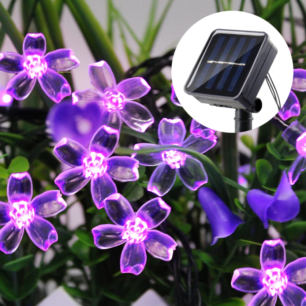 Cherry Flower 7M 50 Led Solar String Light for Home Garden Decoration Waterproof Christmas Party Fairy Lights Outdoor Solar Lamp