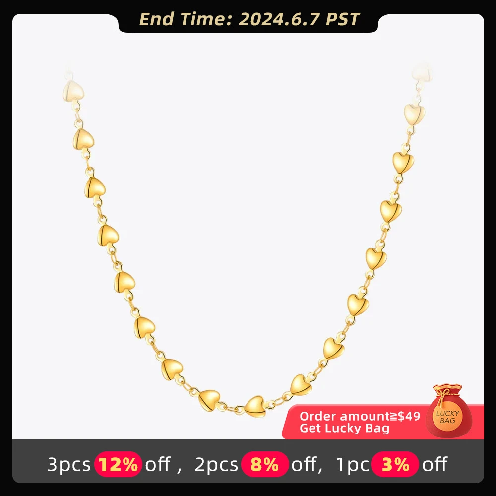 ENFASHION Vintage Connected Hearts Necklaces For Women Gold Color Necklace Fashion Jewelry Stainless Steel Party Collar P203190