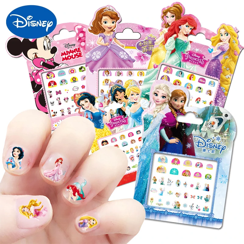 Frozen Princess elsa Anna Makeup Nail Stickers Toys Disney snow White Sophia Mickey Minnie kids Cartoon toys action figure dolls