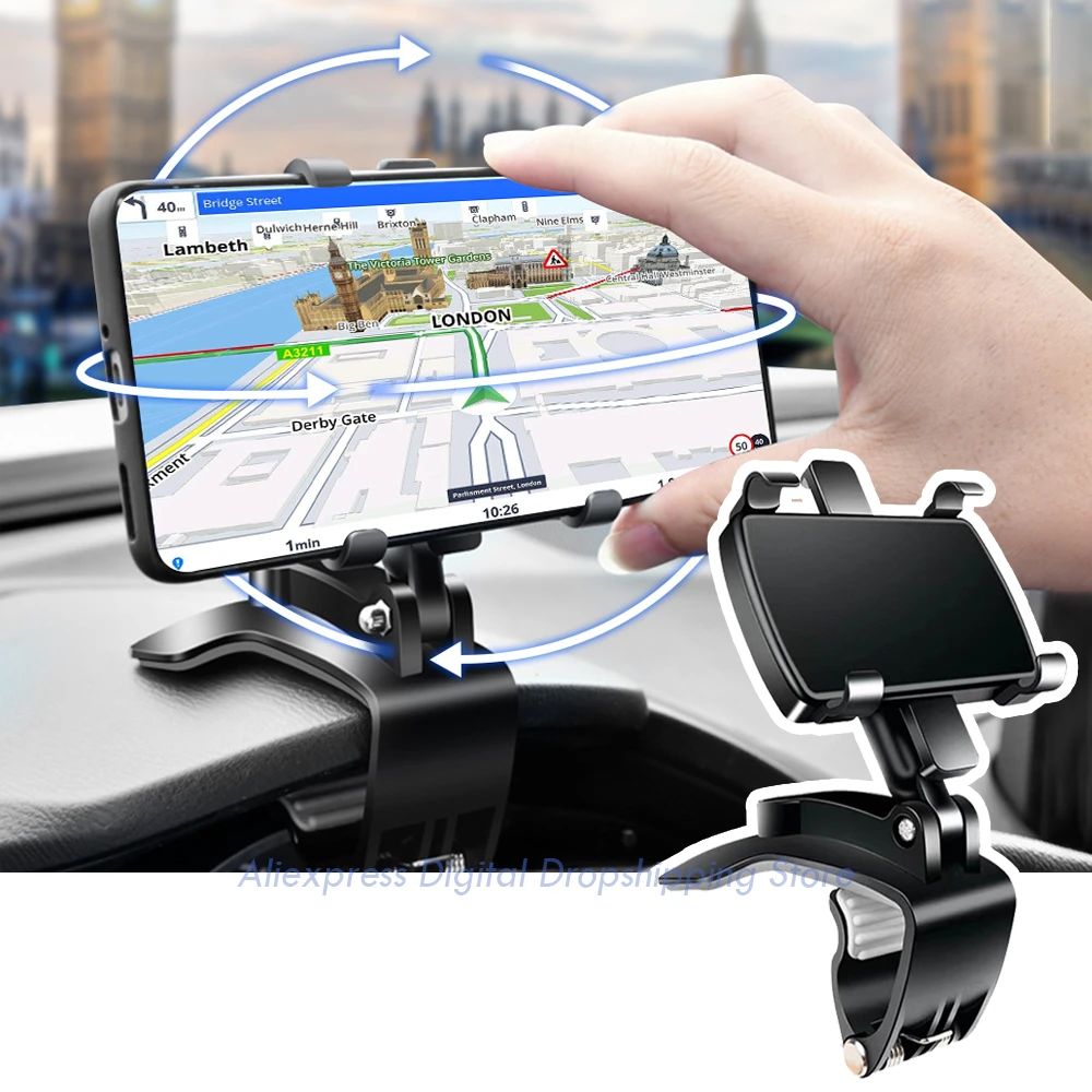 Universal Dashboard Car Phone Holder Easy Clip Mount Stand GPS Display Bracket Car Front Support Stand for iPhone Samsung Xiaomi