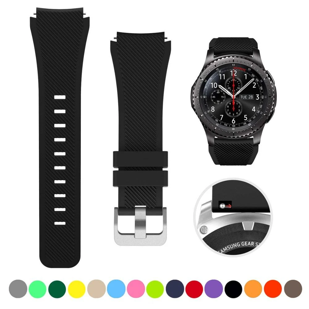 22mm Silicone Band for Samsung Galaxy Watch 3 45mm/huawei watch GT2 46mm/Gear S3 Watchband Bracelet Strap for Amazfit GTR 47mm