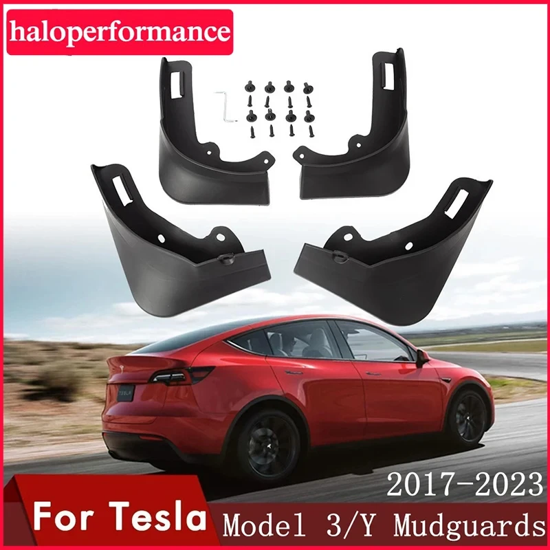 Model3Y Mud Flaps For Tesla Model 3 2021 Accessories Mudguards Splash Guards Fender Matte Black Carbon Fiber ABS Model Three