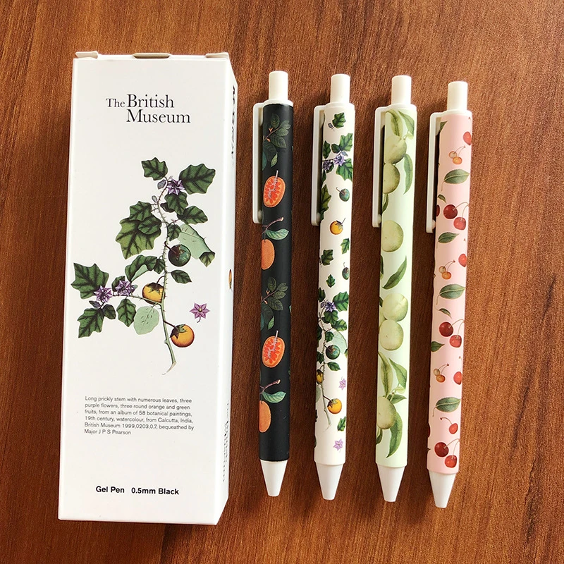 4 pcs/lot 0.5mm New Arrival Fruit Museum Countryside Mechanical Gel Ink Pens Cute Stationery Pen School Office Writing Supplies