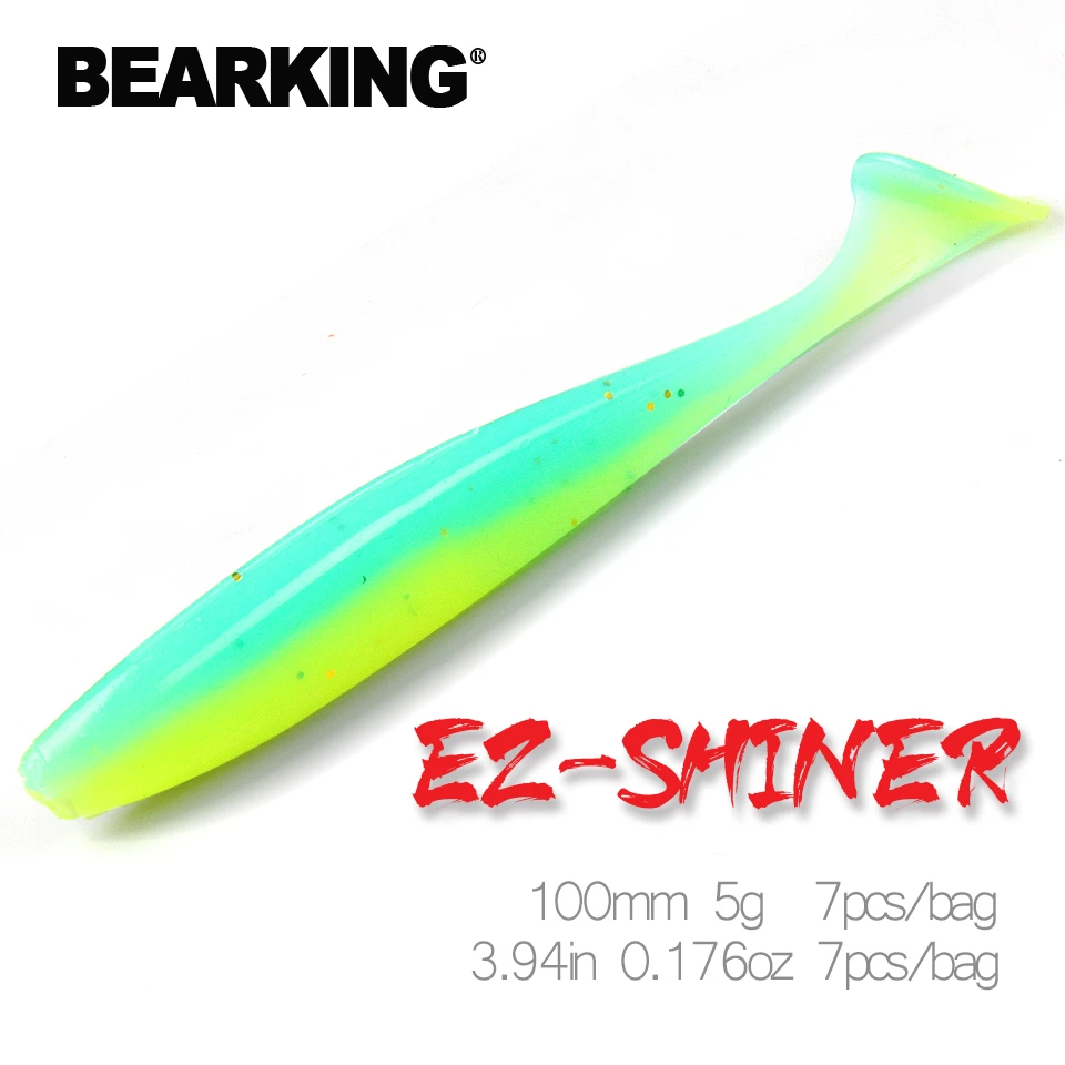 2019 BEARKING Shiner  100mm 5g  7pcs/bag Fishing Lures soft lure Artificial Bait Tackle jerkbaits for pike and bass