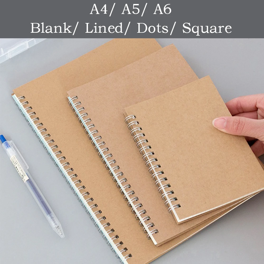 16K/A5/A6 Khaki Cover notebook Dots/Square/Ruled/Blank 100 pages paper Daily writing Planner Office school supplies Stationery