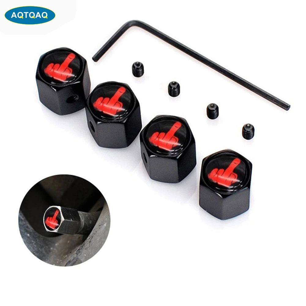 4Pcs/set Car Styling Zinc Alloy Anti-theft Middle Finger Style Car Tire Valve Caps Wheel Tires Tire Stem Air Cap Airtight Cover